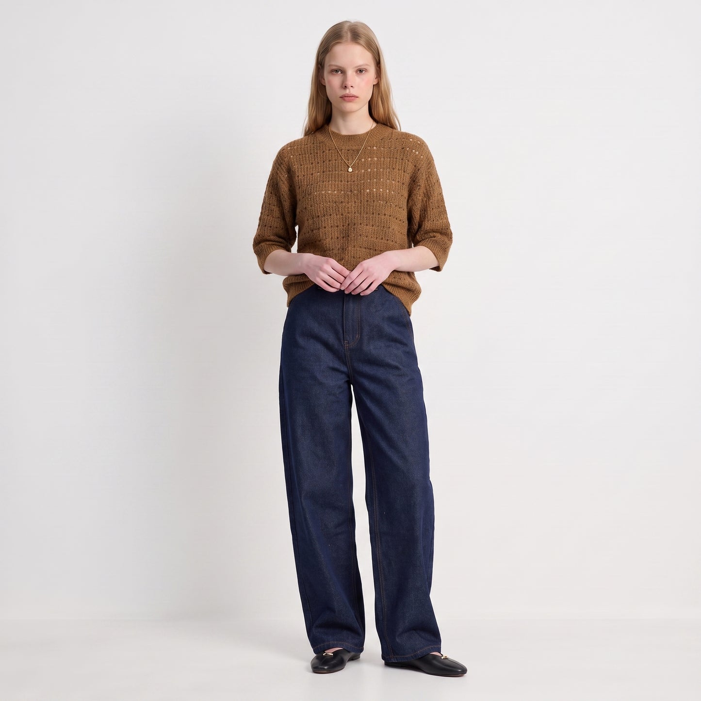 Pull en maille ajourée Col rond