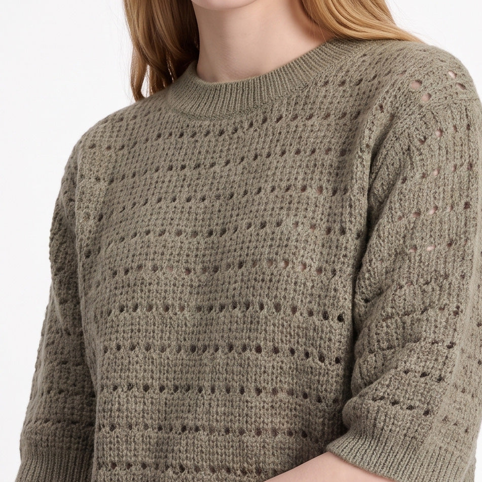 Pull en maille ajourée Col rond