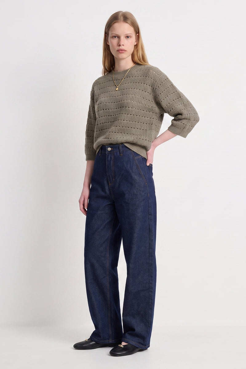 Pull en maille ajourée Col rond