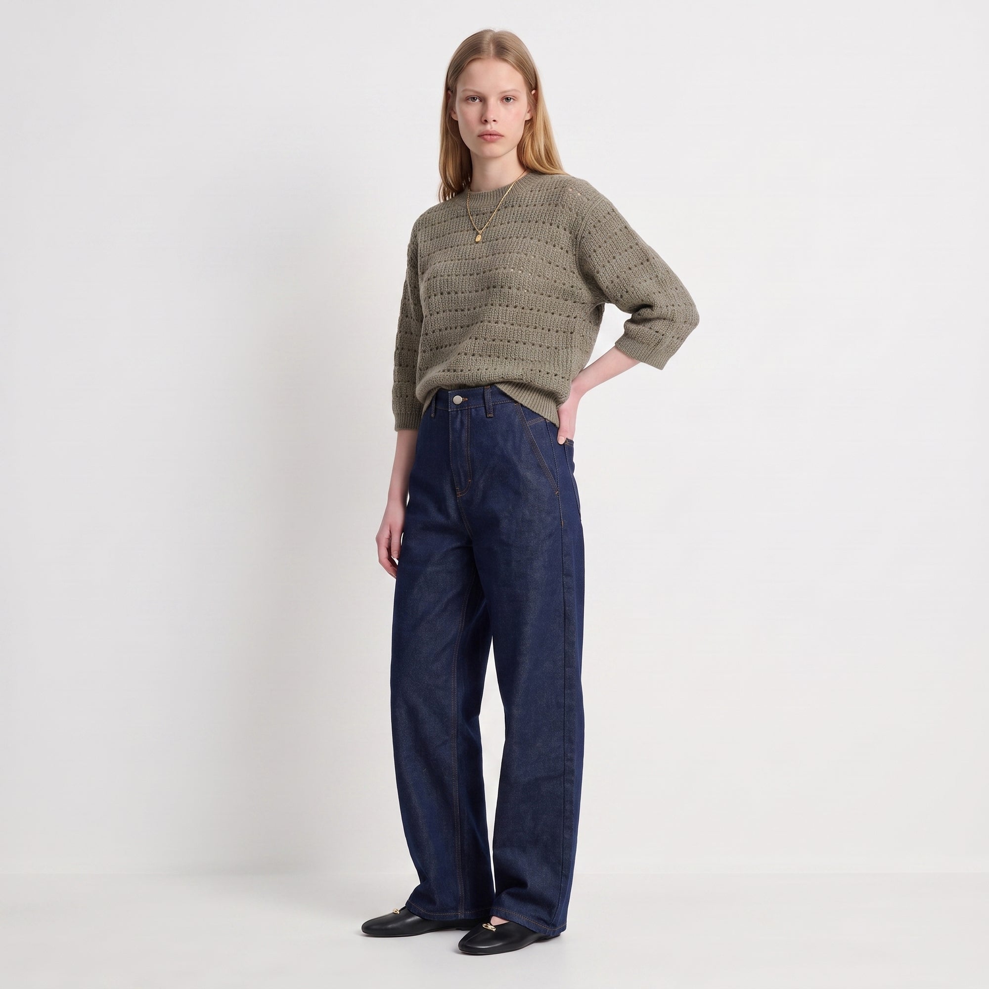 Pull en maille ajourée Col rond