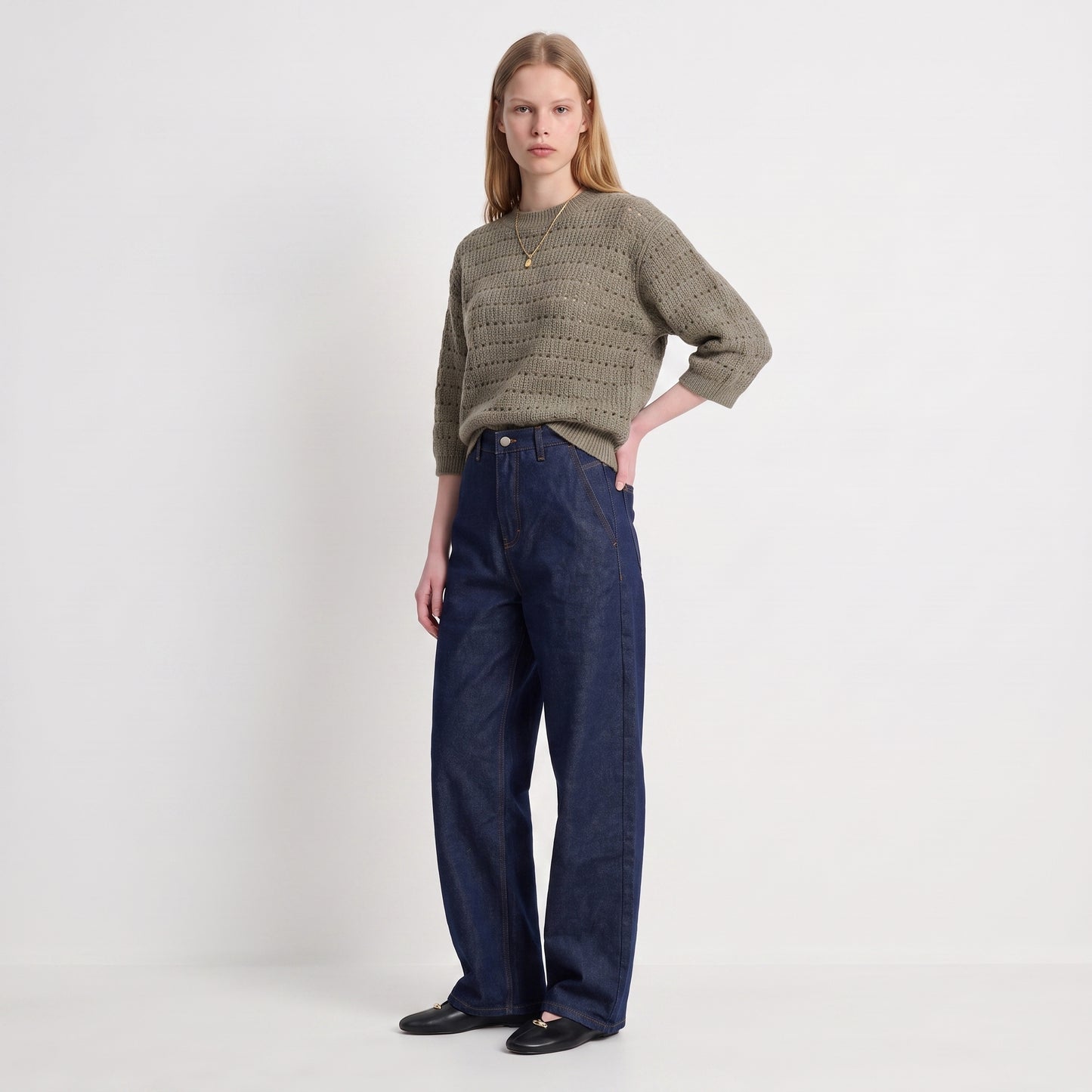 Pull en maille ajourée Col rond