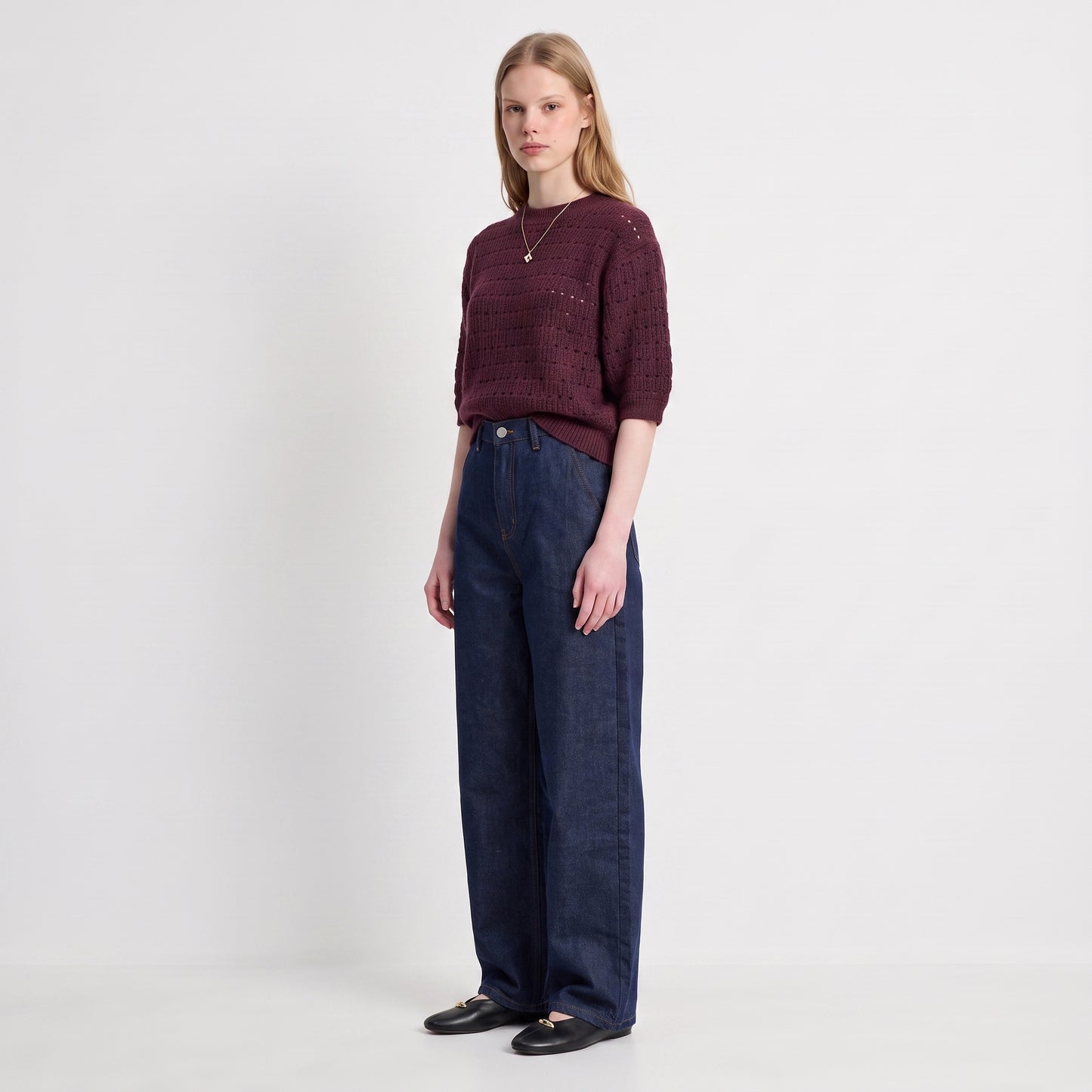Pull en maille ajourée Col rond