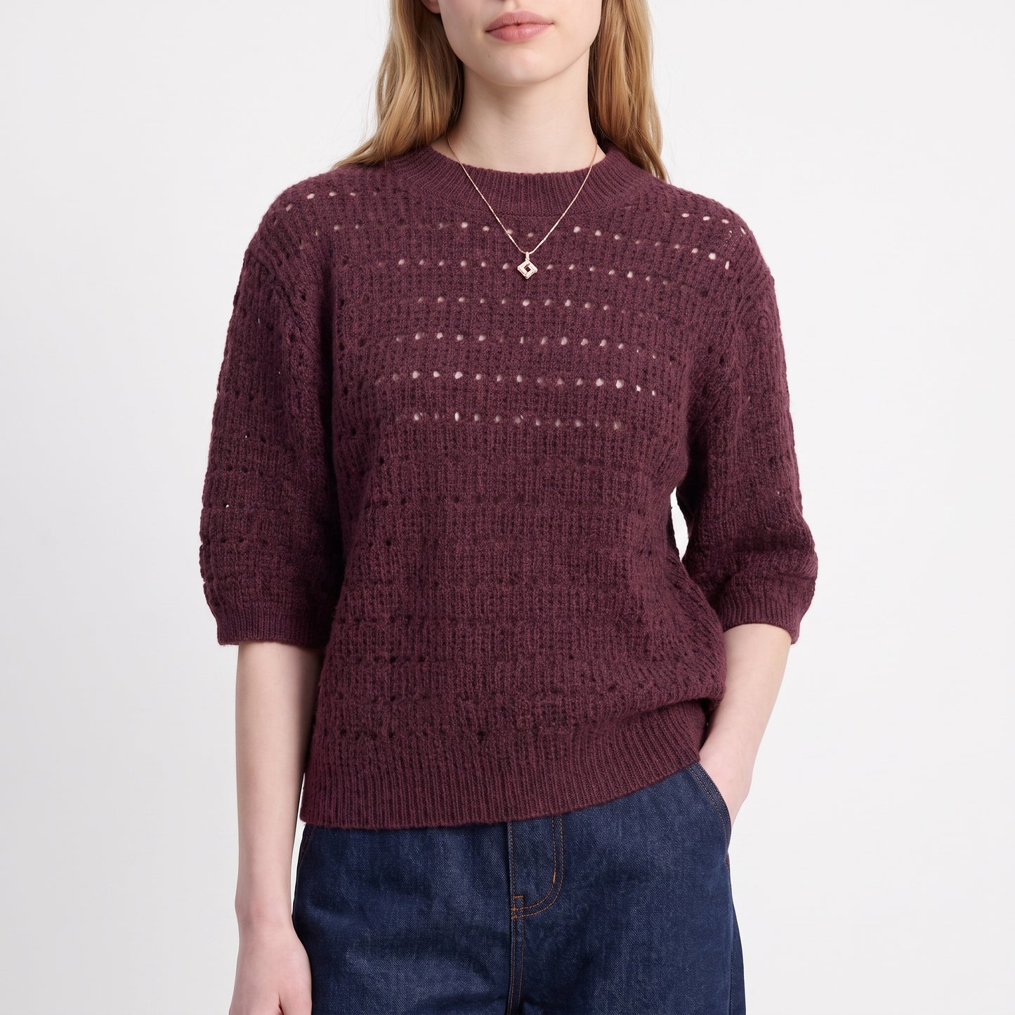 Pull en maille ajourée Col rond
