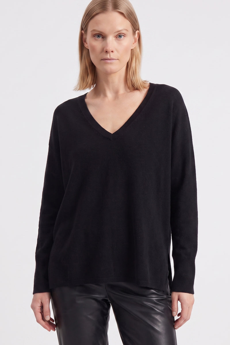 Pull en maille fine col V