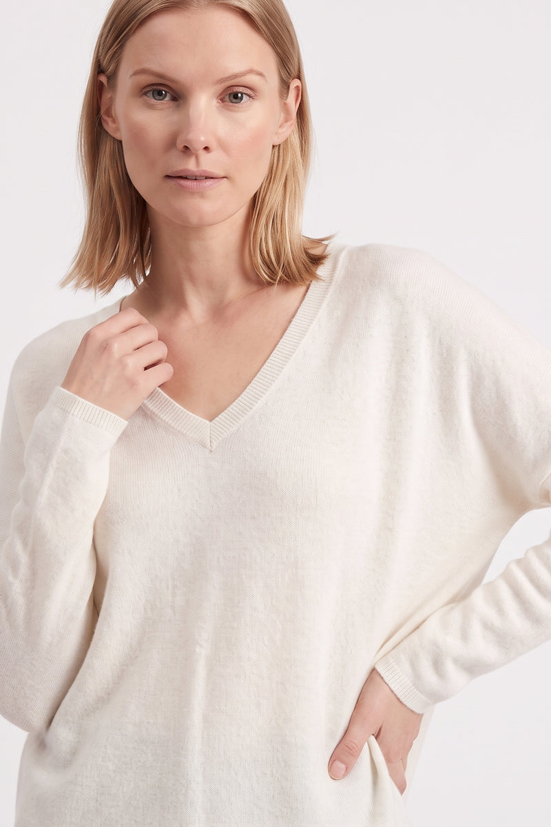Pull en maille fine col V