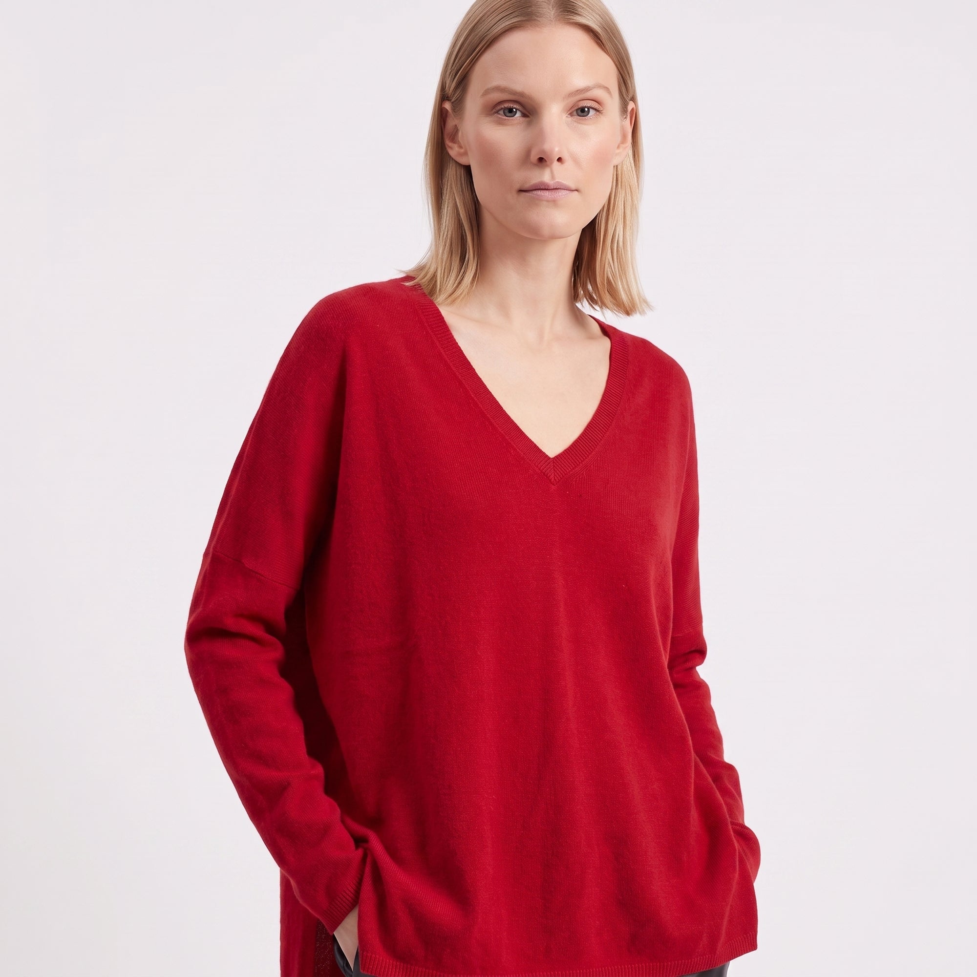 Pull en maille fine col V