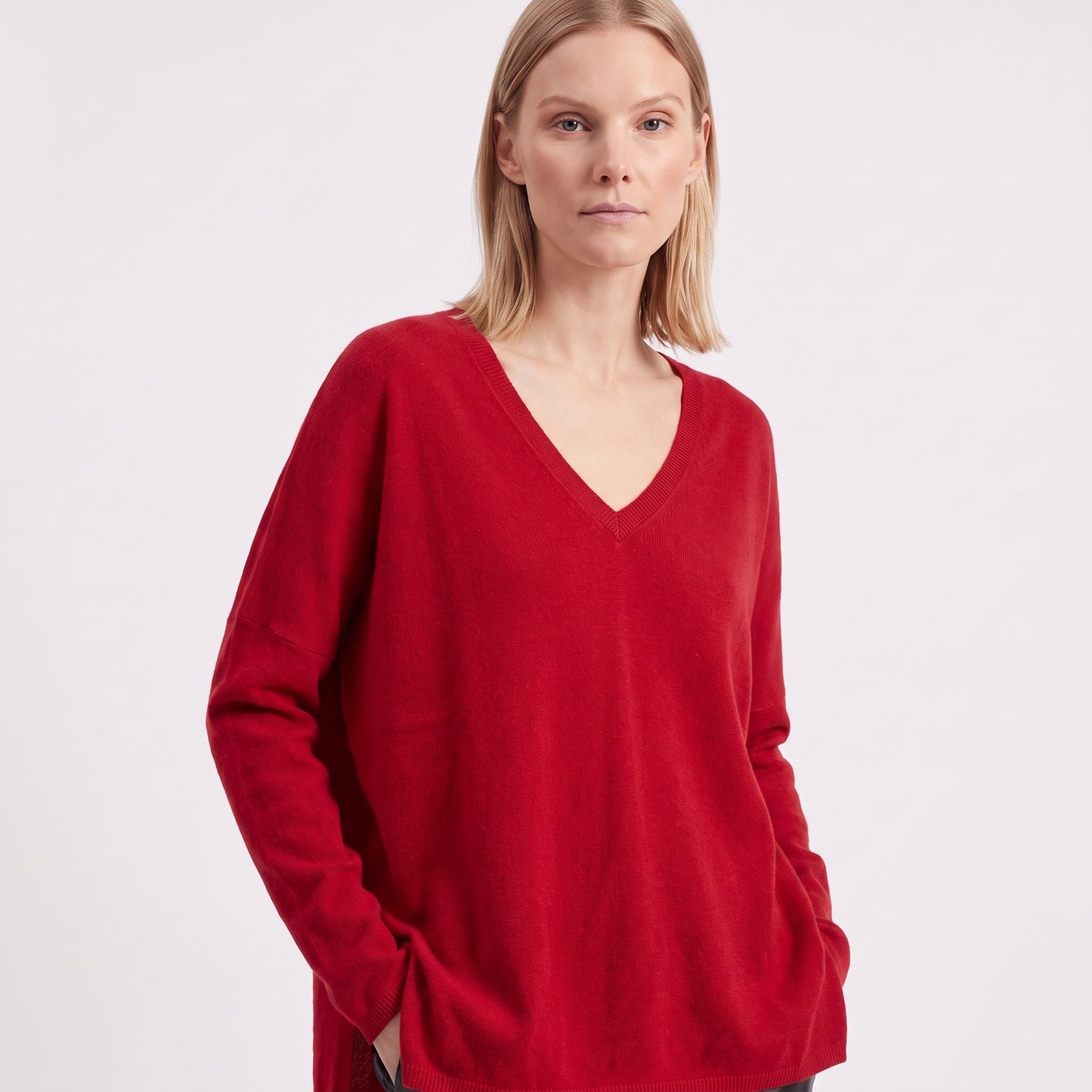 Pull en maille fine col V