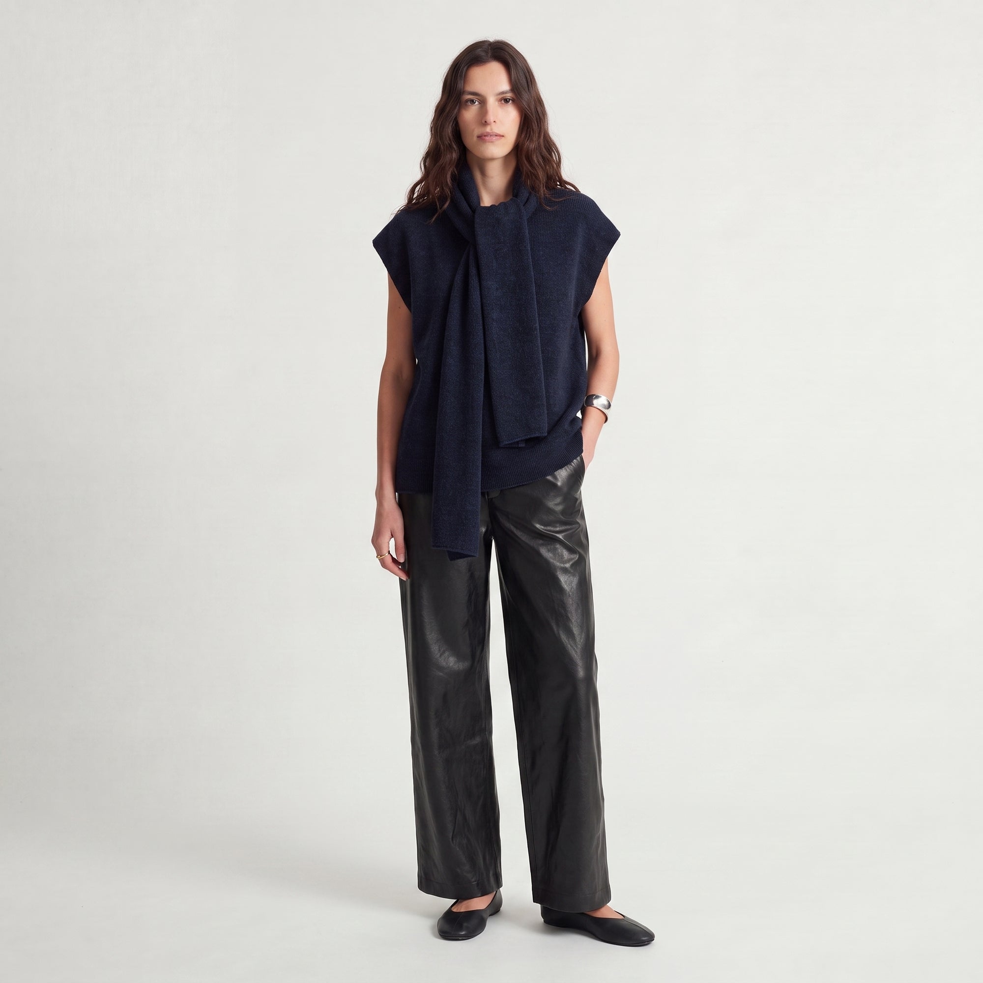 Pull sans manches Col lavallière