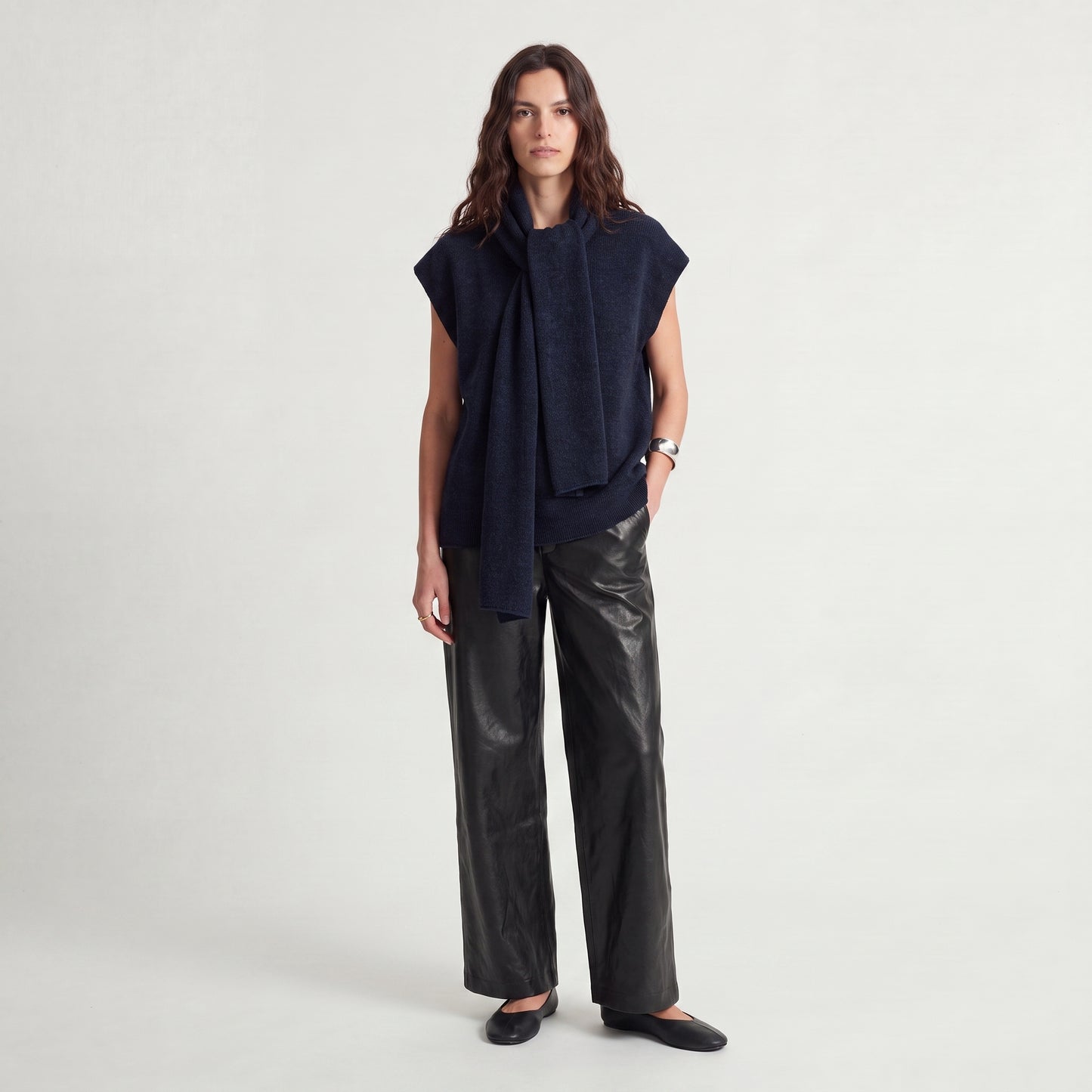Pull sans manches Col lavallière