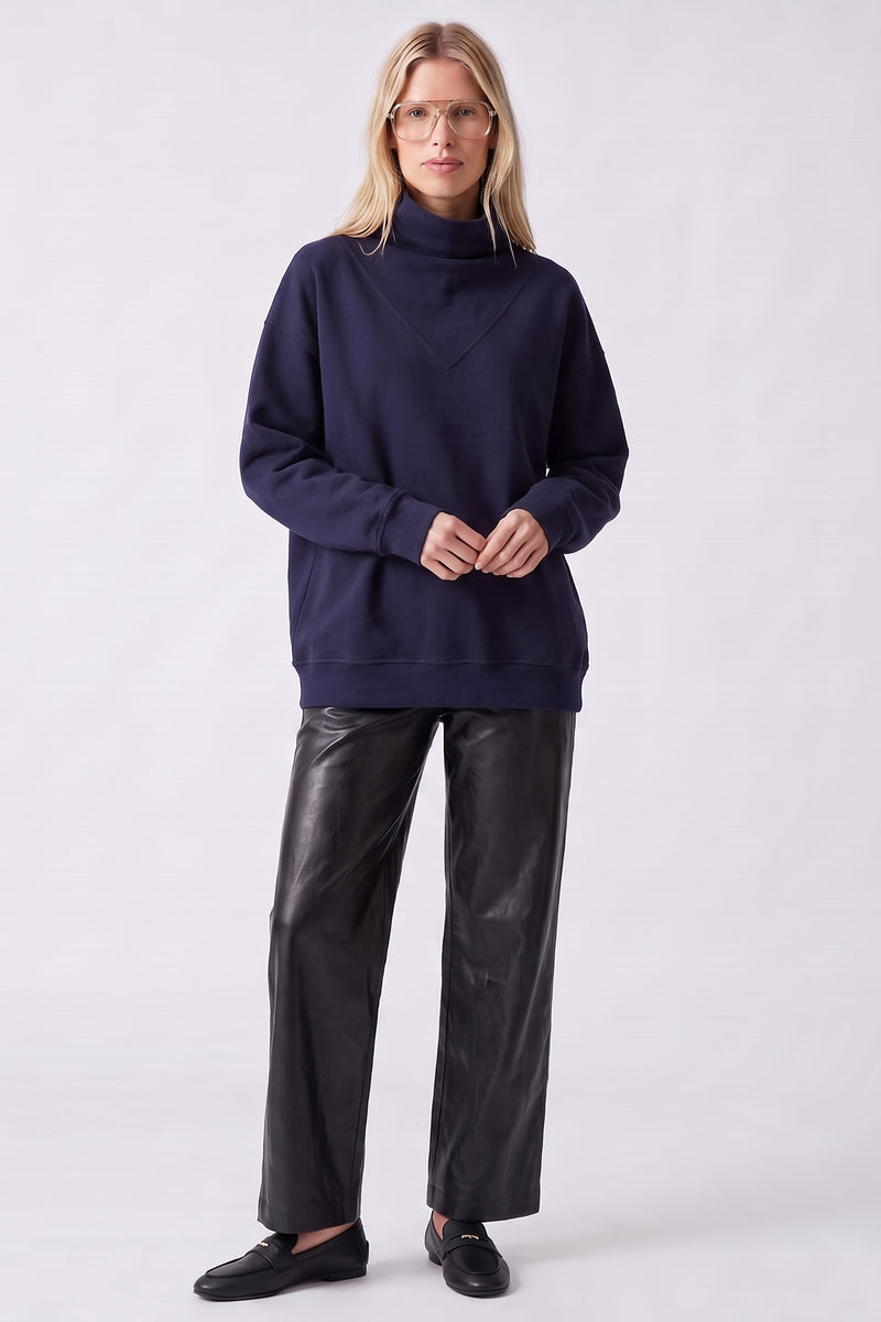 Pull oversize Col montant Manches longues Coupe ample Intérieur doux et confortable