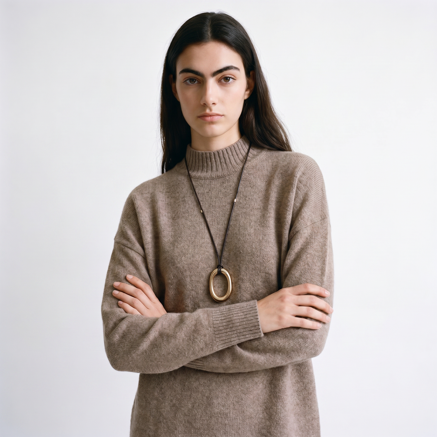 Robe pull Col montant Manches longues Maille douce et chaude 