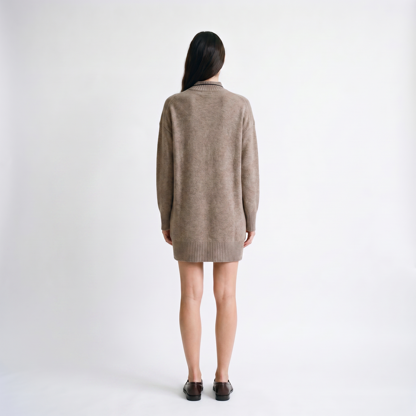 Robe pull Col montant Manches longues Maille douce et chaude 