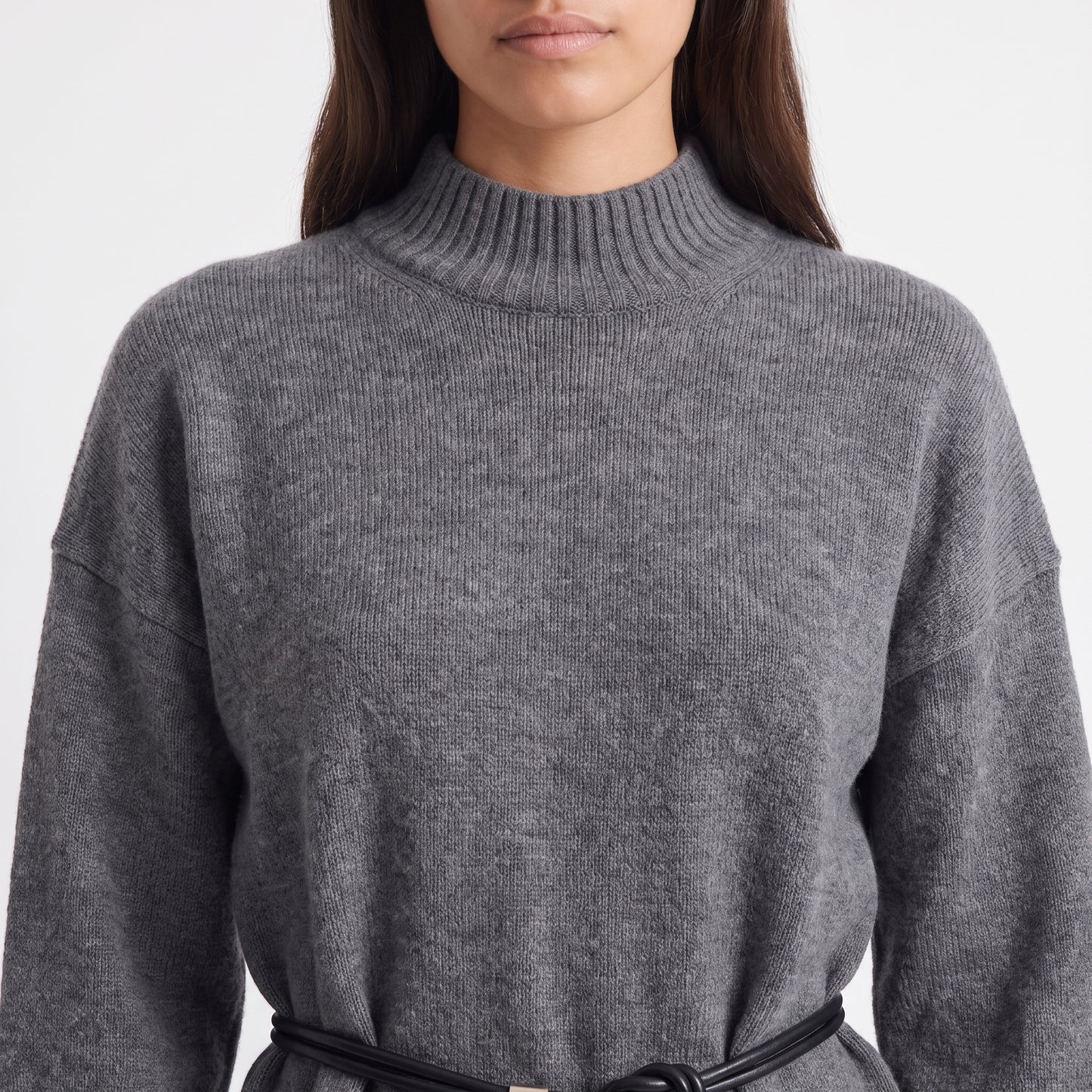 Robe pull Col montant Manches longues Maille douce et chaude 