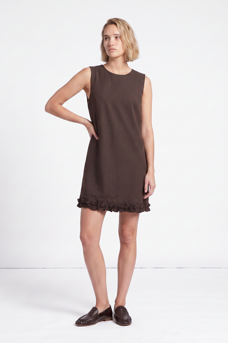 Robe sans manches Col rond Coupe évasée