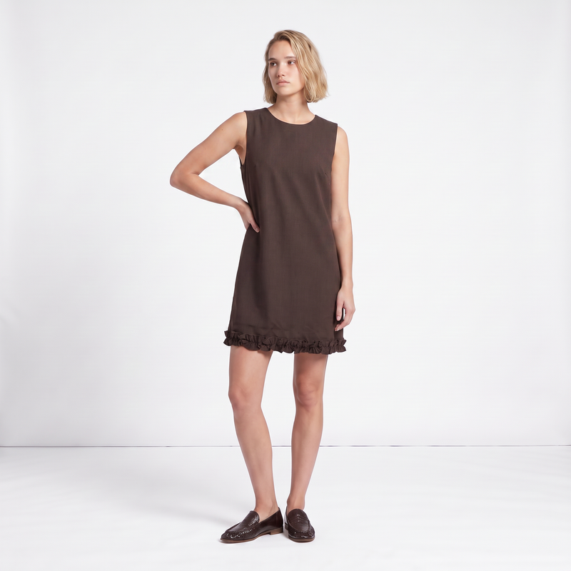 Robe sans manches Col rond Coupe évasée
