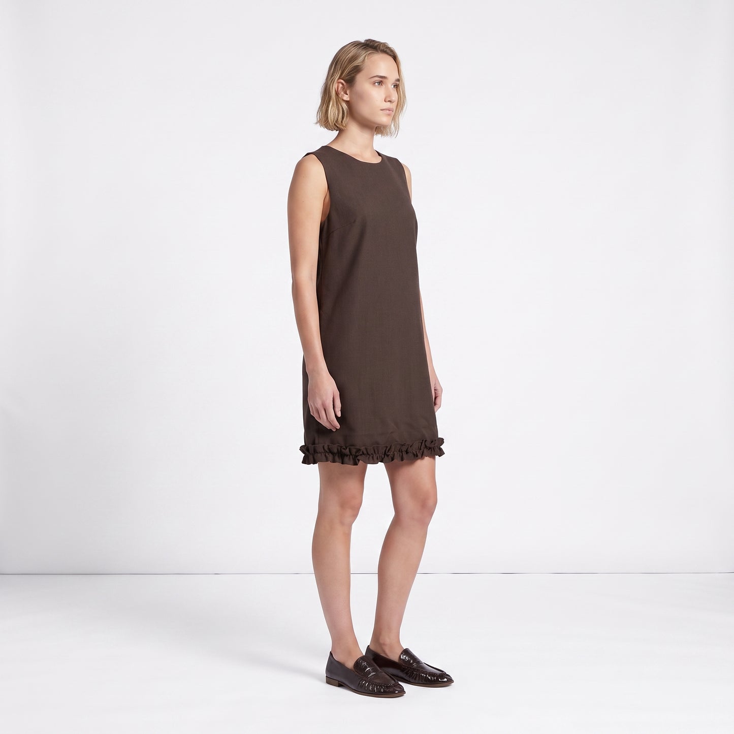 Robe sans manches Col rond Coupe évasée