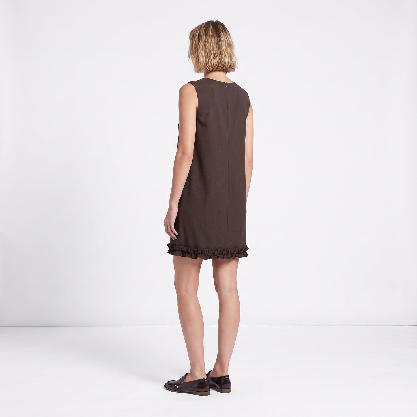 Robe sans manches Col rond Coupe évasée