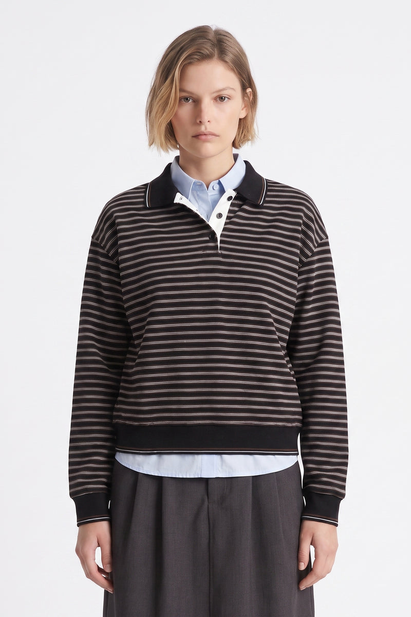 Sweat Col polo en coton Patte de boutonnage