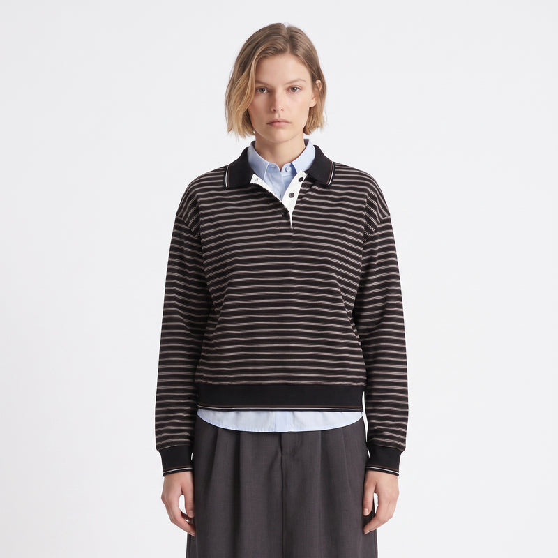 Sweat Col polo en coton Patte de boutonnage