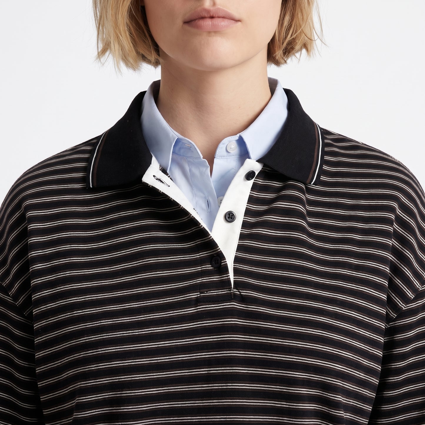 Sweat Col polo en coton Patte de boutonnage