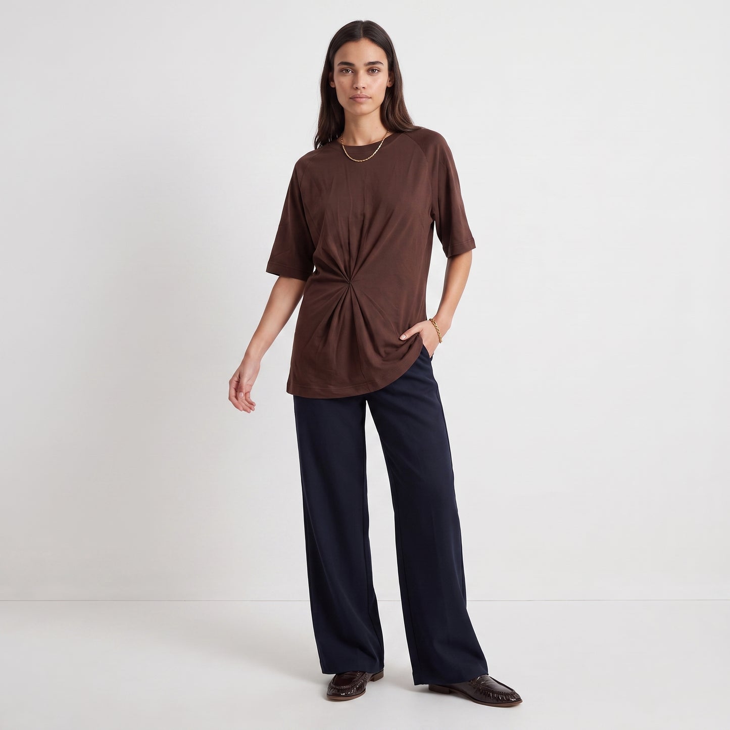 T-shirt fluide, Encolure ronde