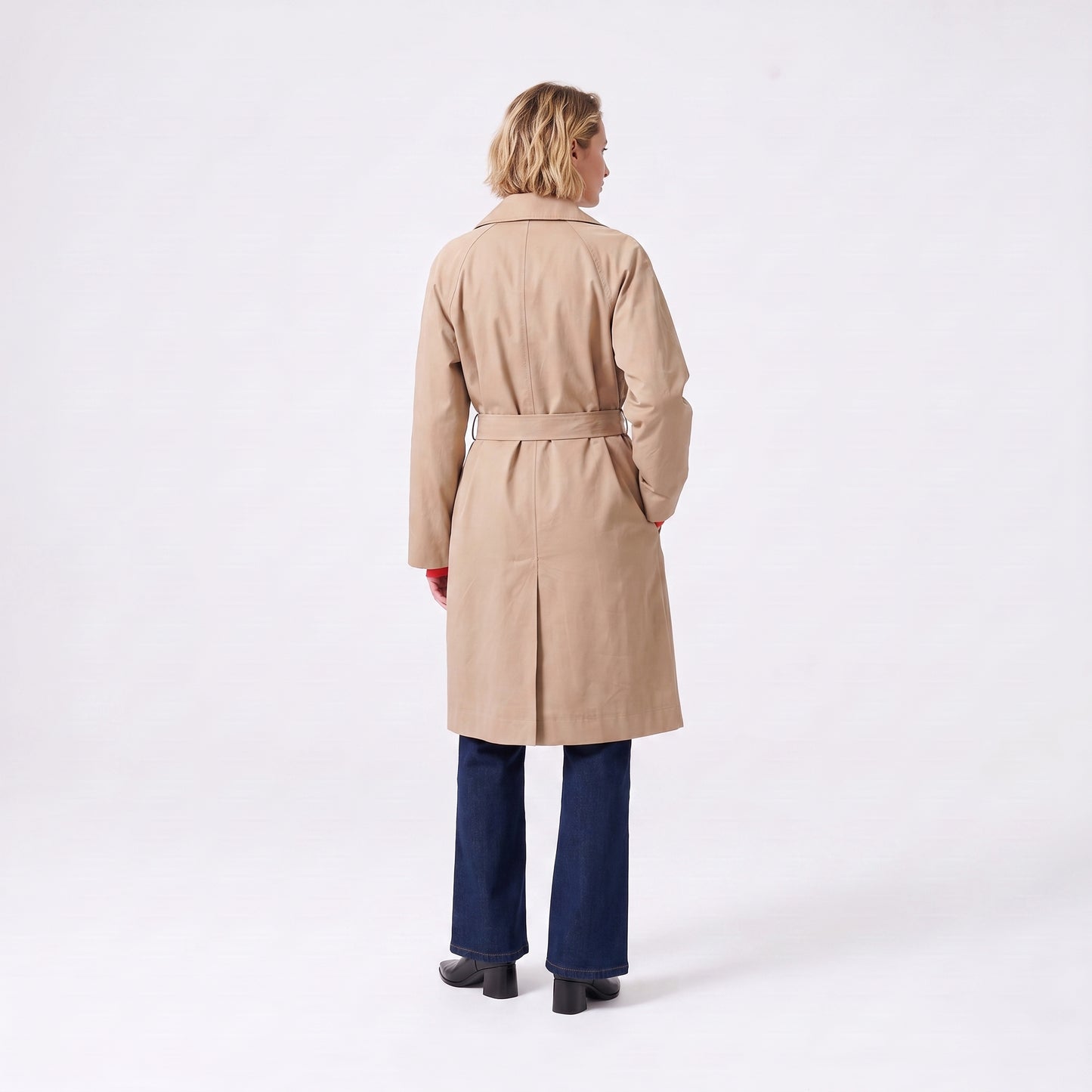 Trench long Col tailleur Coupe droite et fluide Manches longues