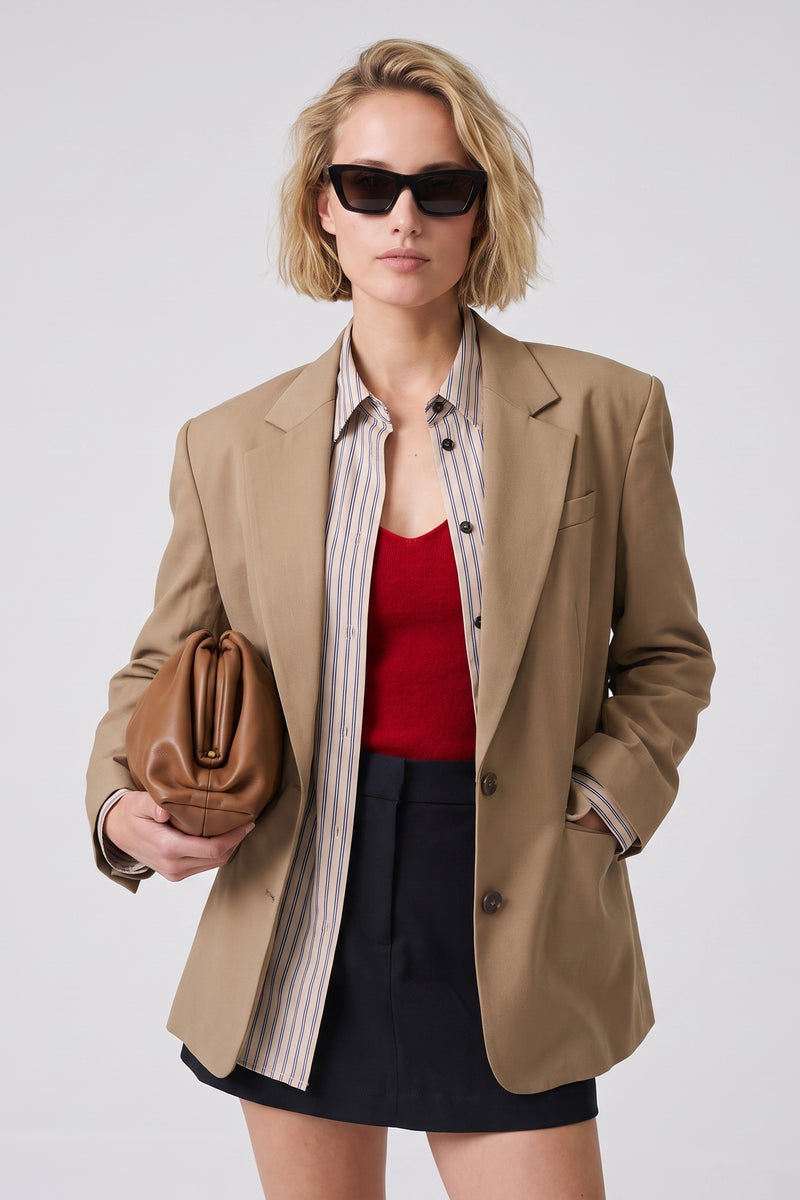 Blazer droit Col tailleur Fermeture boutonnée Poches à rabat
