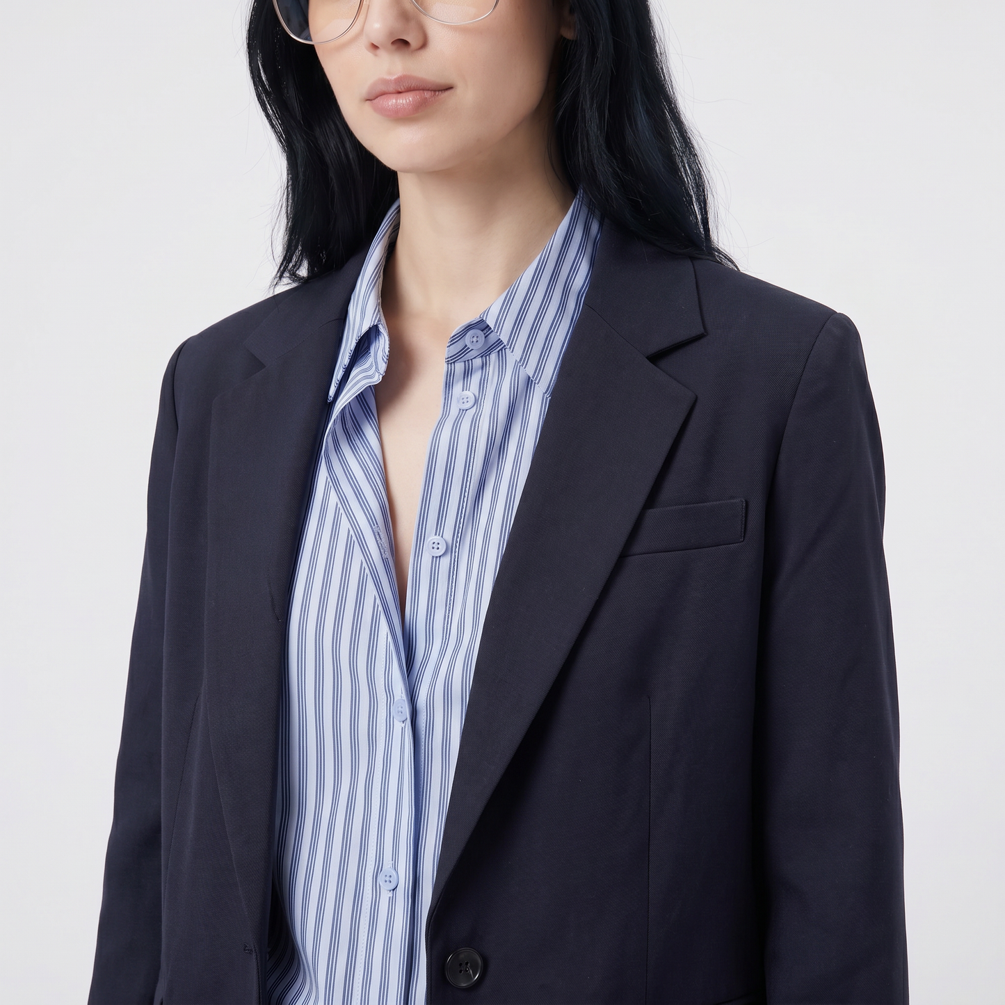 Blazer droit Col tailleur Fermeture boutonnée Poches à rabat