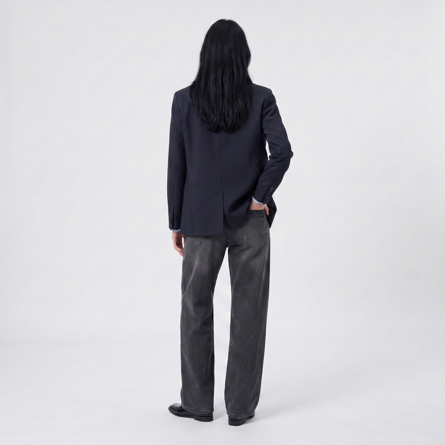 Blazer droit Col tailleur Fermeture boutonnée Poches à rabat