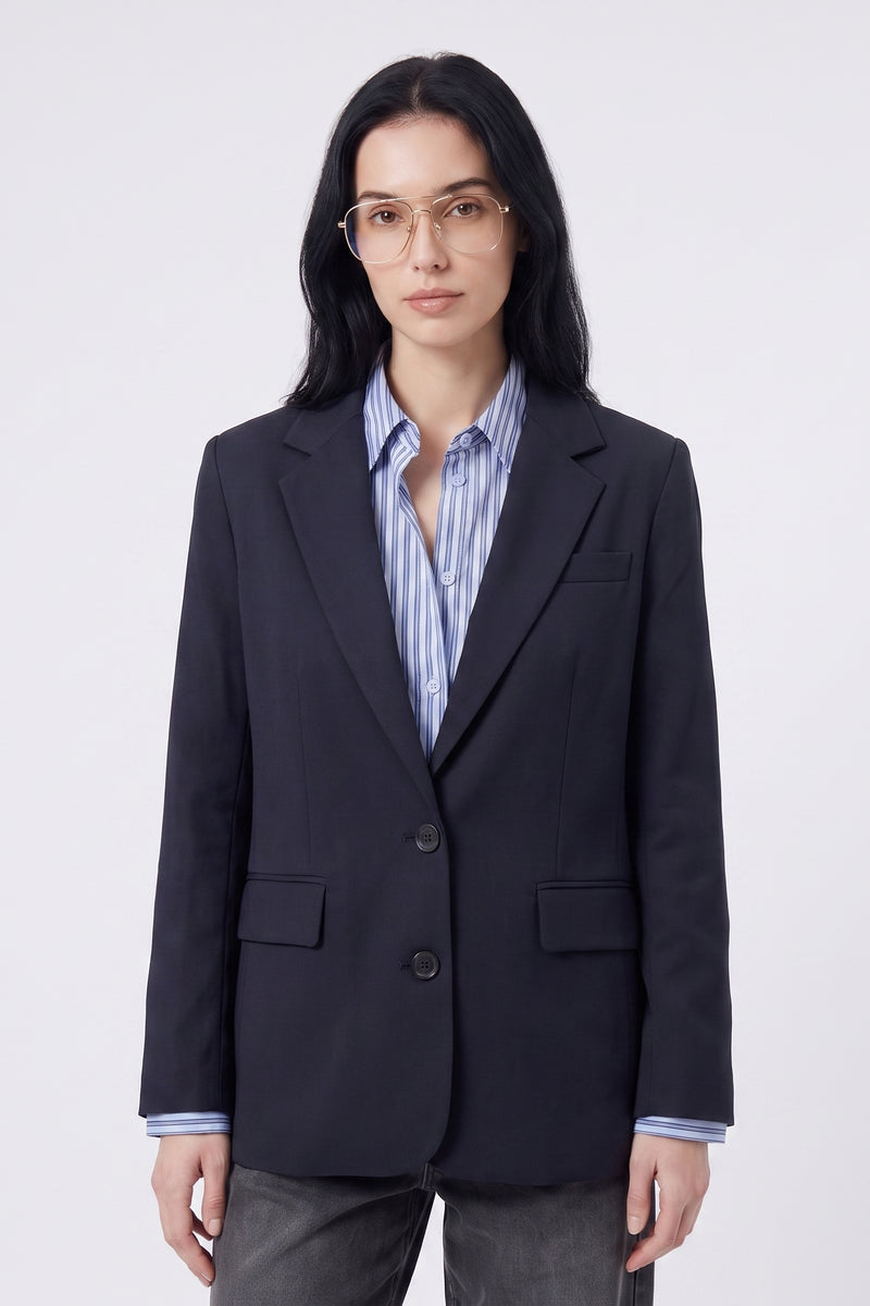 Blazer droit Col tailleur Fermeture boutonnée Poches à rabat